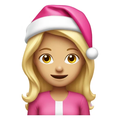 Blond girl with pink Santa hat sticker