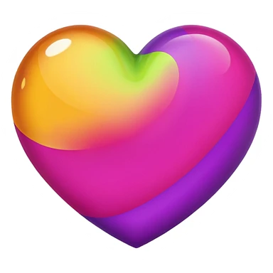 heart with purple, hot pink, amber, light green, and dark purple sticker