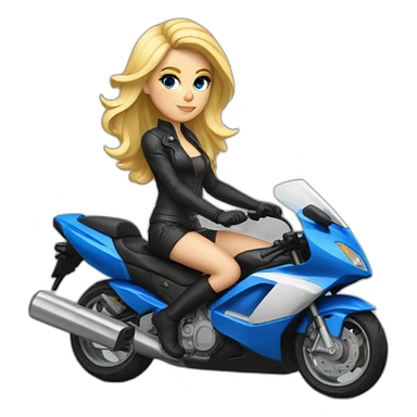 Femme blonde aux yeux bleus sur une moto sticker