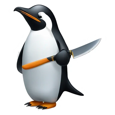Penguin holding a knife sticker