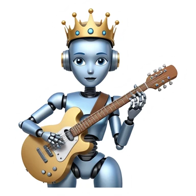 robot queen is playing on guitar sticker