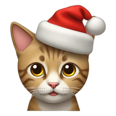 Gato con gorro navideño y paneton sticker