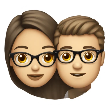 White Guy wearing glasses kissing brunette girl sticker