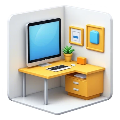 3d room. in it a desk sticker