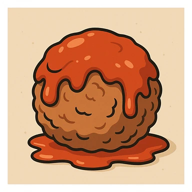 a single meatball covered in tomato sauce, appetizing, simple background sticker