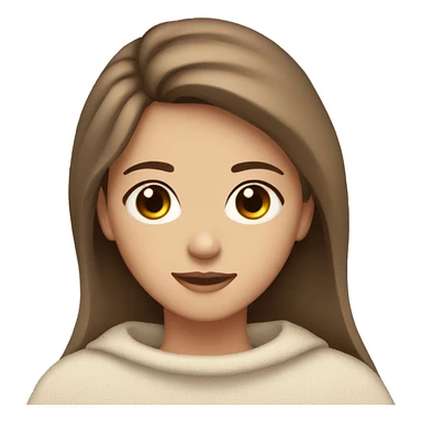 Brown haired 18 year old girl with hazel eyes white sweater in beige blanket  sticker