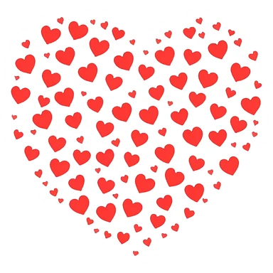 Lot of red and light red small hearts in one big heart sticker