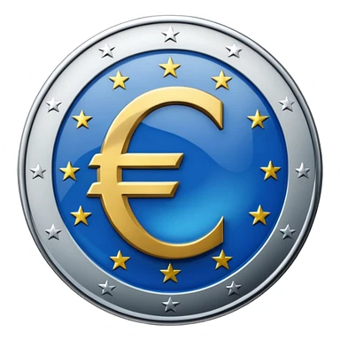 Transparent blue euro coin sticker