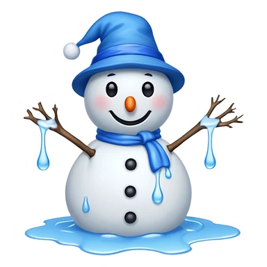 melting snowman with blue hat full body sticker