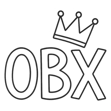 hand-drawn outlined style OBX letters with a tilted crown on top sticker