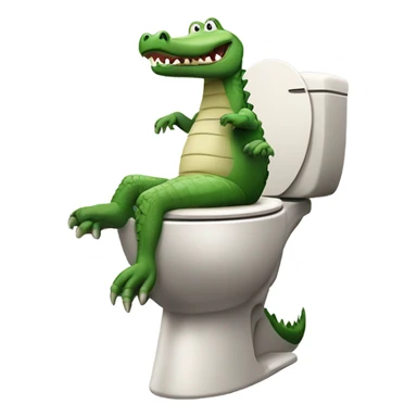 Crocodile pooping in toilet sticker