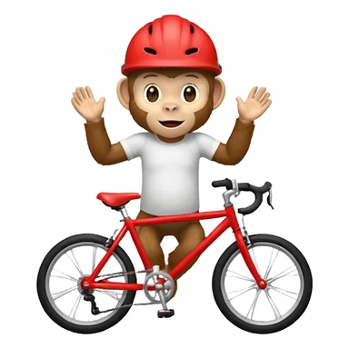 monkey with red bicycle helmet, tshirt sticker