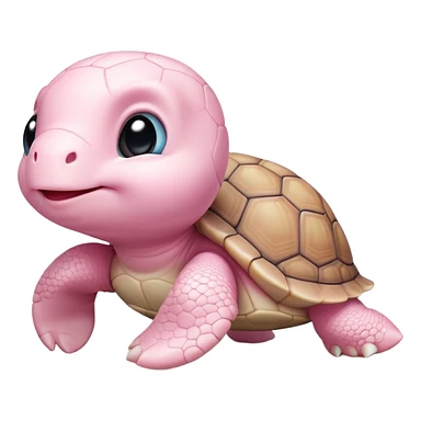 tiny light pink baby turtle in a cute pose sticker