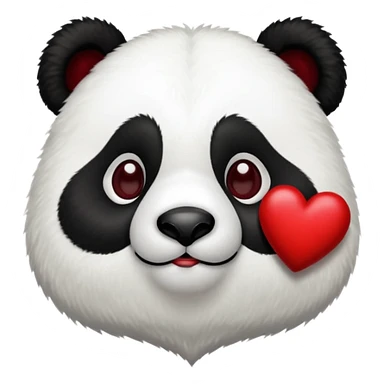 panda with  dark red heart  sticker