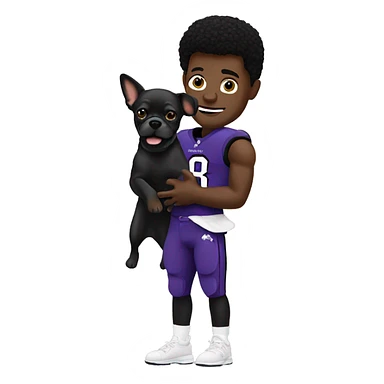 Lamar Jackson with a dog in his hand sticker