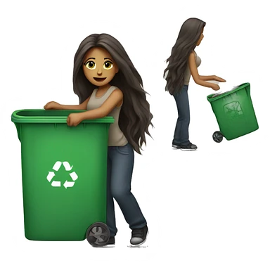 Beautiful long haired woman taking out the trash sticker