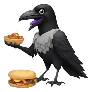 raven eating food sticker