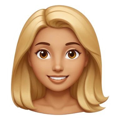 Create a 3D emoji in iOS emoji aesthetic style of a beautiful woman. She has smooth skin, shiny hair, soft facial features, and a gentle warm smile. Lighting is bright and balanced, with clean white background and soft shadows. The design should look expressive, glossy like real iPhone emojis

 sticker
