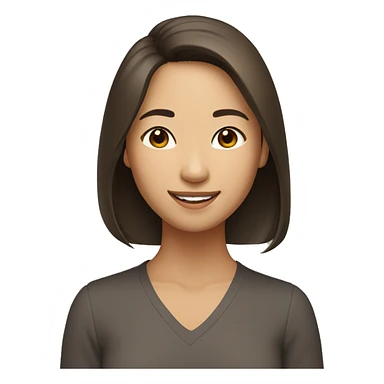 Asian American woman brown shoulder length hair smiling sticker