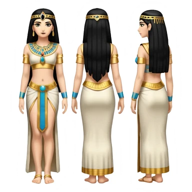 fullbody Cleopatra, high-detailed, realistic, back view, with long black hair sticker