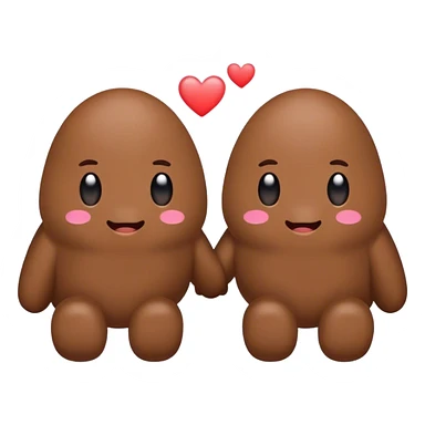 two poops holding hands sticker