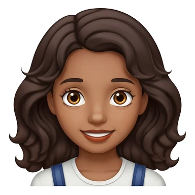 chica de pelo ondulado y café obscuro, ojos café obscuro y brackets sticker