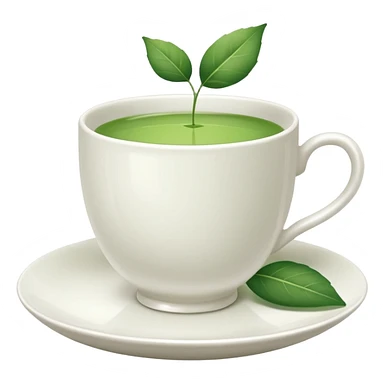 White tea cup with leaf on the plate sticker