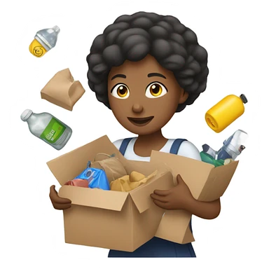 Woman gathering her collection into a pile sticker