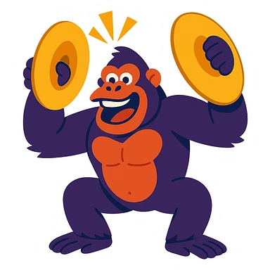 cartoon gorilla enthusiastically clashing cymbals sticker