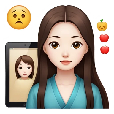A chinese lady doing UX design, she has long straight brown hair sticker