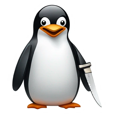 A penguin with a knife and a straight face  sticker