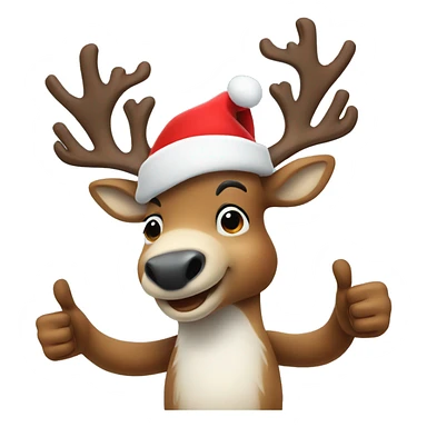 Reindeer with Santa hat doing thumbs up sticker