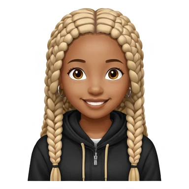 African American girl with long box braids wearing black Christian hoodie sticker