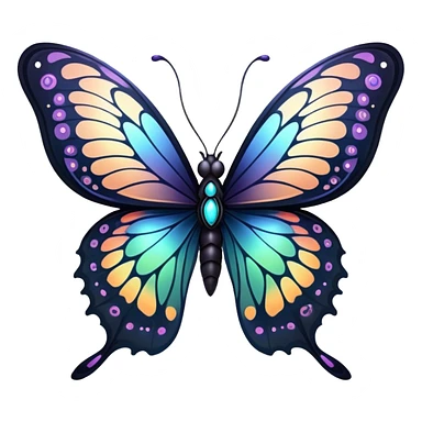 Dark, glowing, bio-luminescent butterfly, with intricate patterns sticker