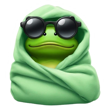 frog wrapped up in a blanket with sunglasses and smoking sticker