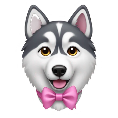 husky wearing pink bow  sticker