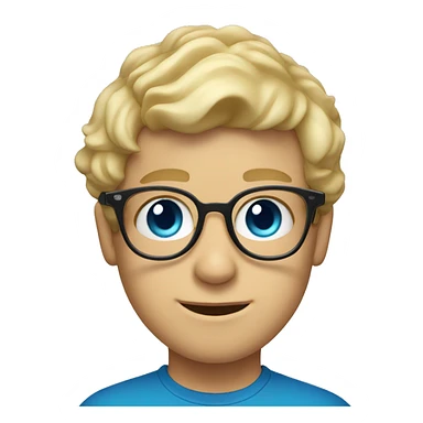 blonde boy front curl with glasses and headset blue eyes sticker