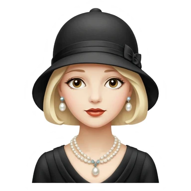1920s woman, cloche hat, pearl necklace, vintage fashion sticker