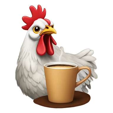 chicken drinking coffee sticker