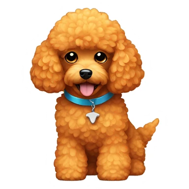 Golden toy poodle with orange shark fin sticker