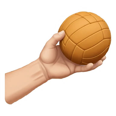 A close-up of a hand gripping a handball, with the handball gates visible in the background. The focus is on the texture of the ball and the strength of the grip, with the goal net slightly blurred to emphasize the anticipation of the throw. sticker