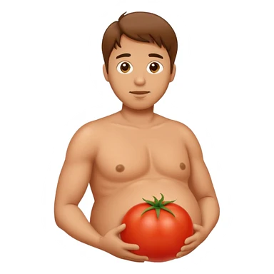 pregnant man with tomato belly sticker