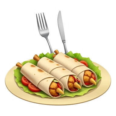 fork with a chicken wrap on its tines sticker