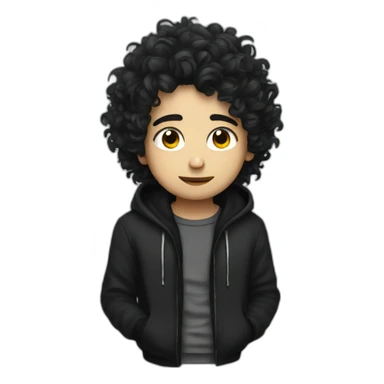emo boy with curly hair sticker