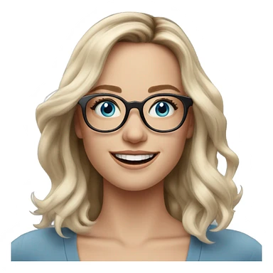 Shoulder length Balayage pale model lady with glasses and blue eyes happy  sticker