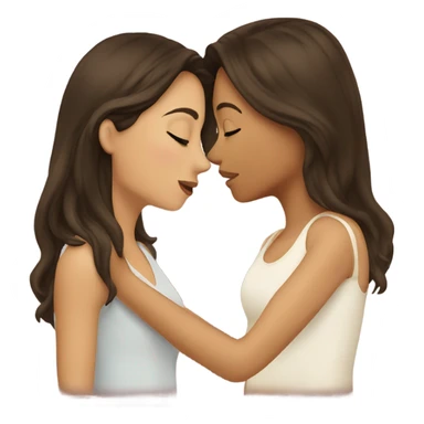 Brunette girls romantic kiss  sticker