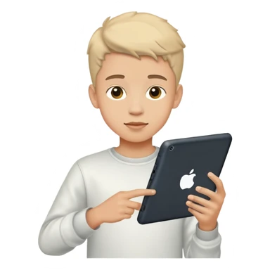 teen boy playing with a tablet sticker