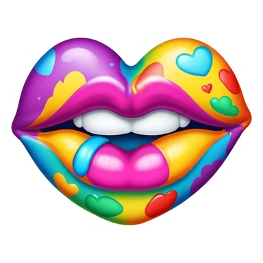 A psychedelic-colored sealed with a kiss mark sticker