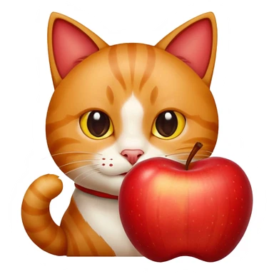 Cat eating a apple sticker