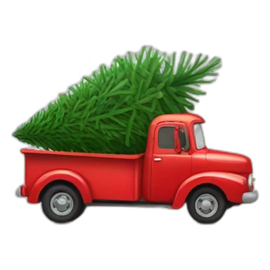 Little Red truck hauling a Christmas tree sticker